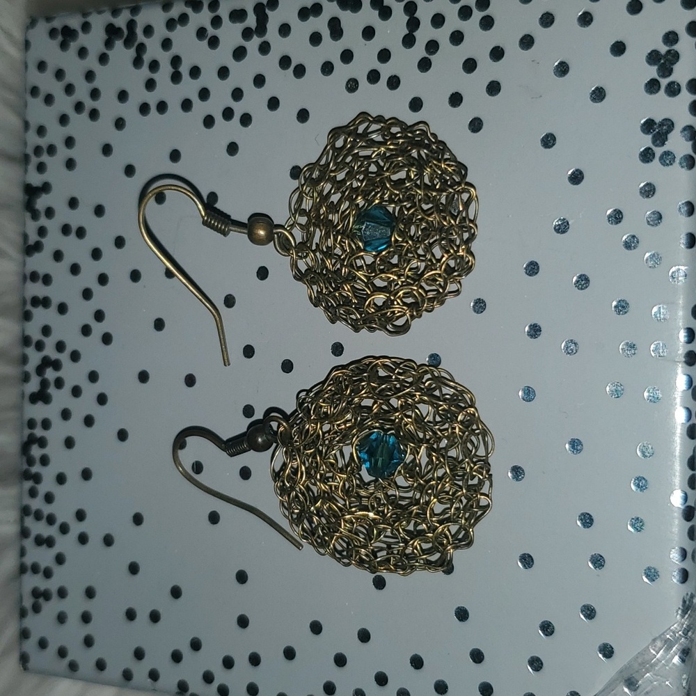 ~~Gold Wire-Wrapped Earrings with Turquoise Beads~~